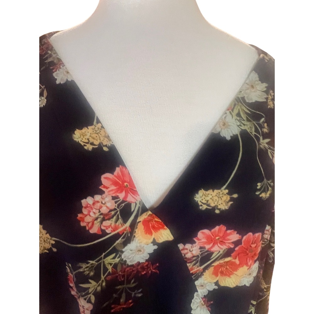 ModCloth Women's 1X Floral Print Long Sleeve V-Neck Tunic Top Blouse - Picture 3 of 7